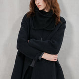Wool Lyocell Coat with Knit Scarf