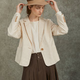 Famecoco 100% Cotton Short Blazer with Single Button