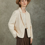Famecoco 100% Cotton Short Blazer with Single Button