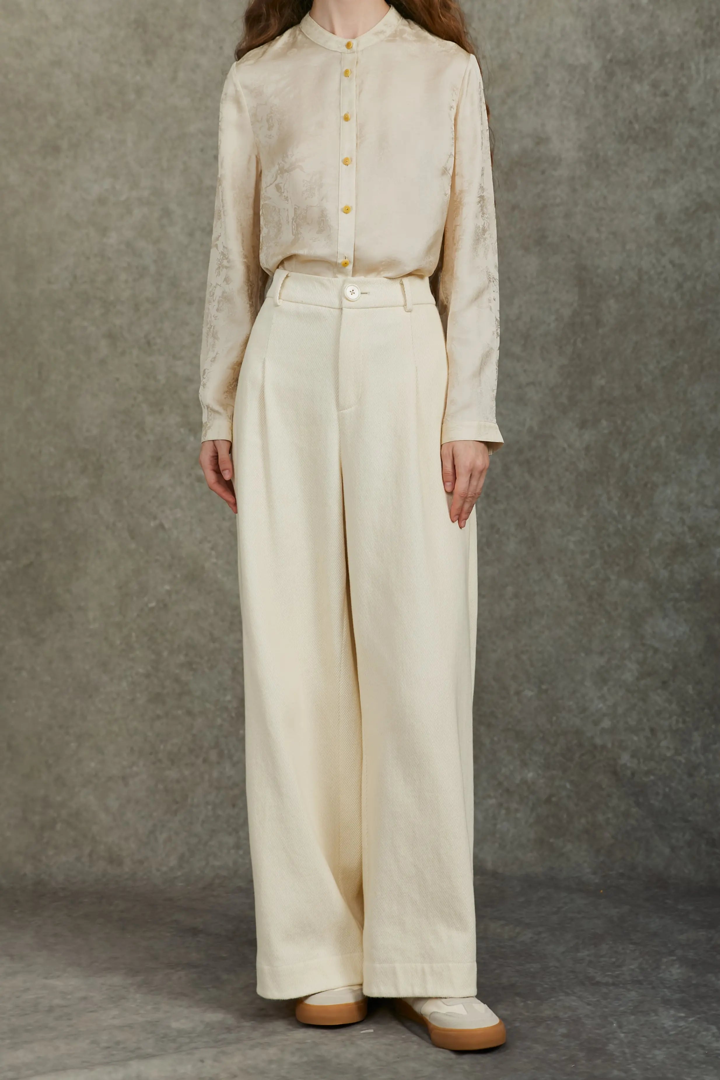 Famecoco 100% Cotton Wide-Leg Corduroy Pants