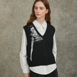 Famecoco Jacquard Landscape Knit Vest