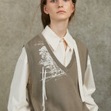 Famecoco Jacquard Landscape Knit Vest