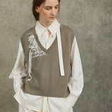 Famecoco Jacquard Landscape Knit Vest