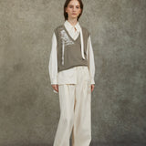 Famecoco Jacquard Landscape Knit Vest