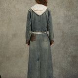 Famecoco Washed Denim Blazer & Skirt Set