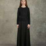 Famecoco Elegant Organza-Trimmed Pullover Sweater
