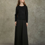 Famecoco Elegant Organza-Trimmed Pullover Sweater