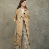 Famecoco Vintage Landscape Print Cotton Trench Coat