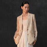 Famecoco 100% Linen Botanical Print Blazer
