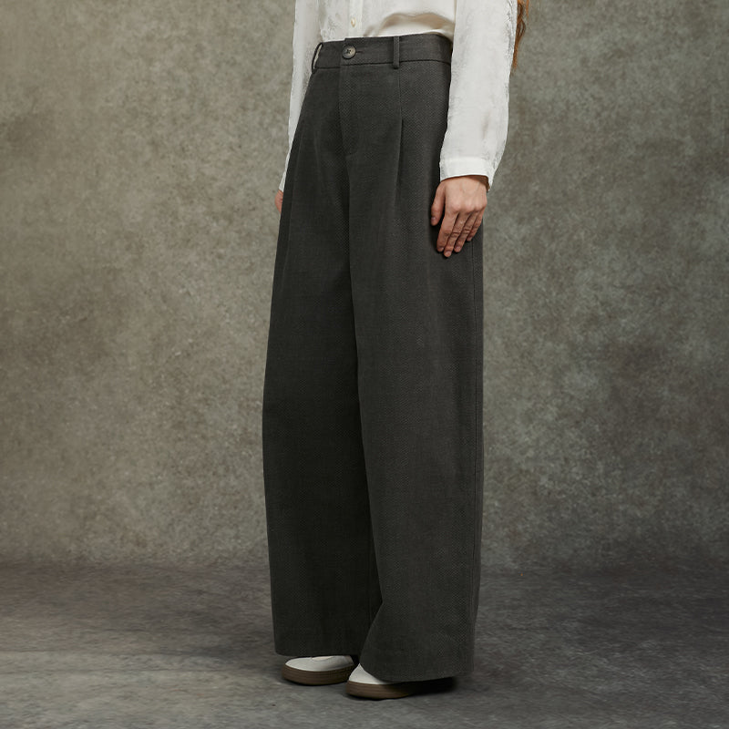 Famecoco 100% Cotton Wide-Leg Corduroy Pants