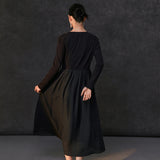 Famecoco Minimalist Two‑Tone Maxi Dress
