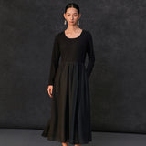 Famecoco Minimalist Two‑Tone Maxi Dress