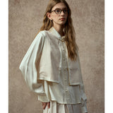 Famecoco Faux Two-Piece Jacquard Blouse