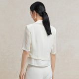 Famecoco Cropped Blazer with Stretch Blend for Modern Elegance