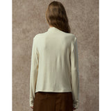 Famecoco Embroidered Mock Neck Slim Top
