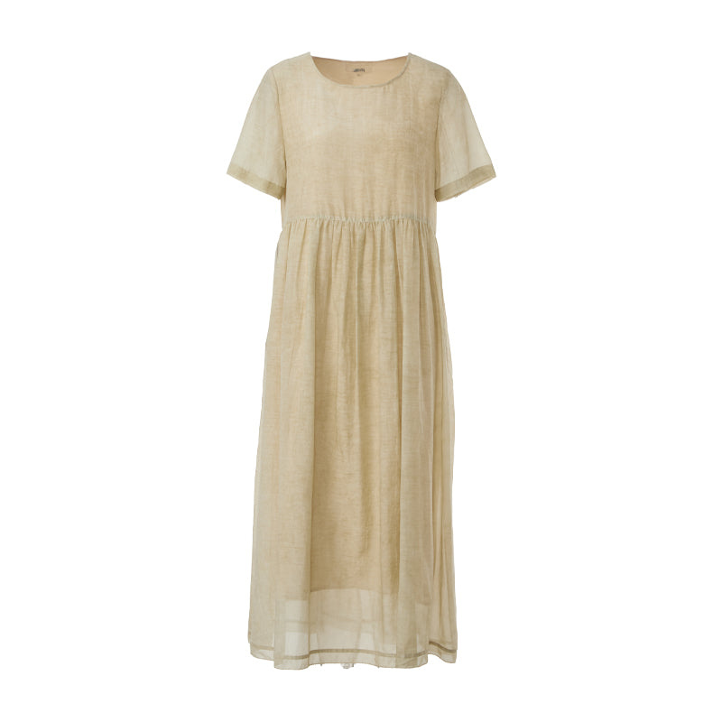Famecoco Vintage Silk-Cotton Blend Midi Dress