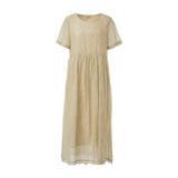 Famecoco Vintage Silk-Cotton Blend Midi Dress