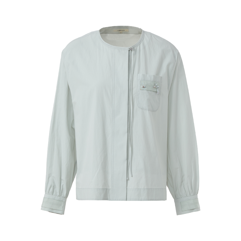 Famecoco Modern Cotton Shirt with Beaded Pocket