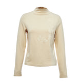 Famecoco Embroidered Mock Neck Slim Top