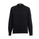 Famecoco Chic Mandarin Collar Textured Blouse