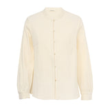 Famecoco Chic Mandarin Collar Textured Blouse