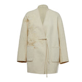 Famecoco Modern Embroidered Wool Blend Coat