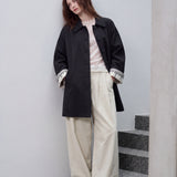 Embroidered Cuff Cotton Linen Coat