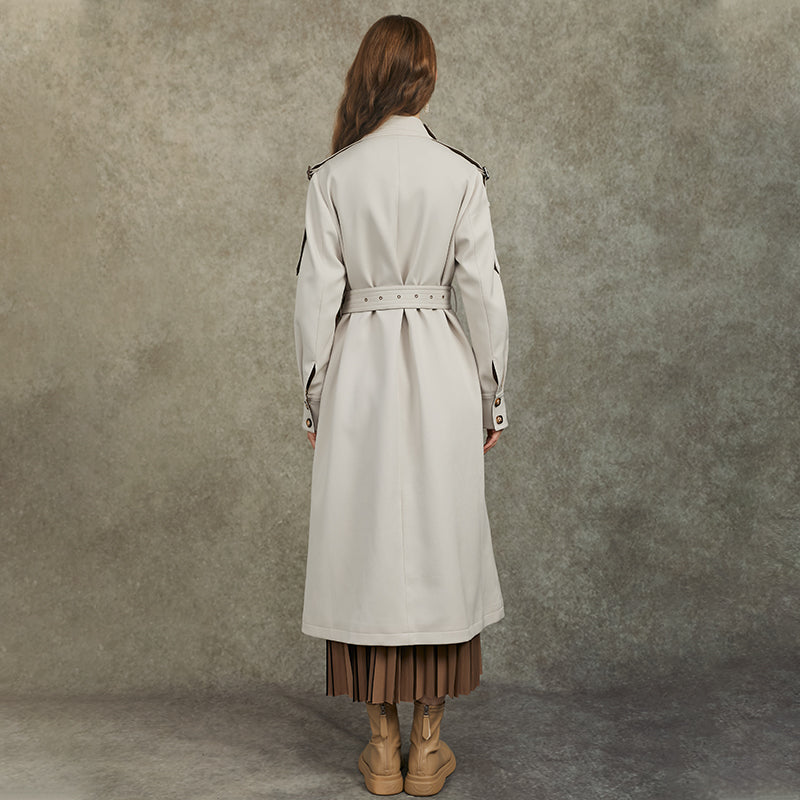 Famecoco High-Neck Belted Long Trench Coat – INNROE