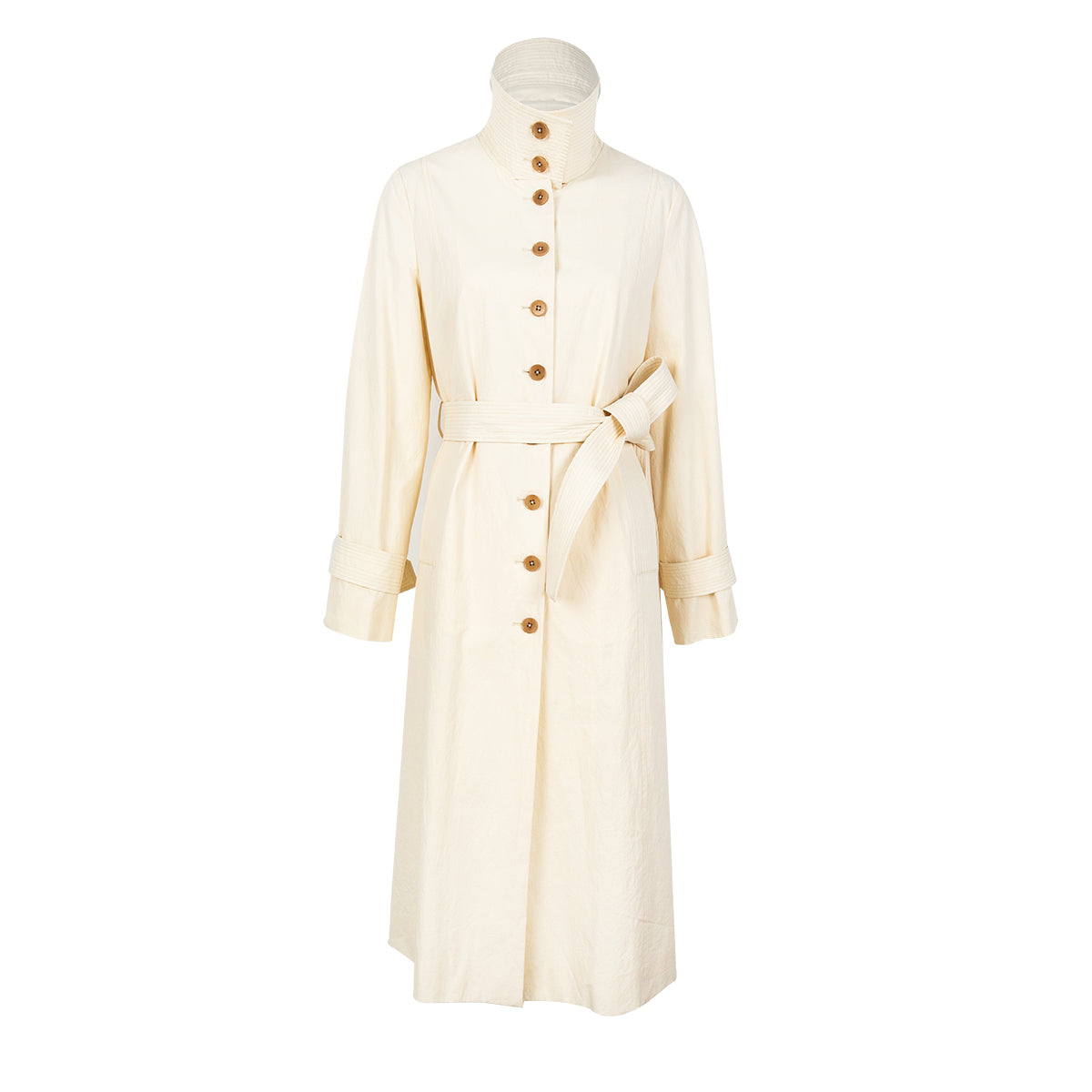 Famecoco Signature 100% Cotton High-Collar Trench Coat