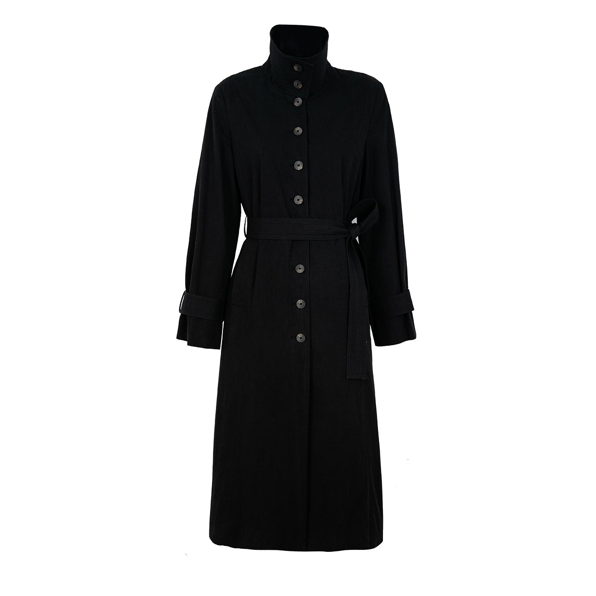 Famecoco Signature 100% Cotton High-Collar Trench Coat