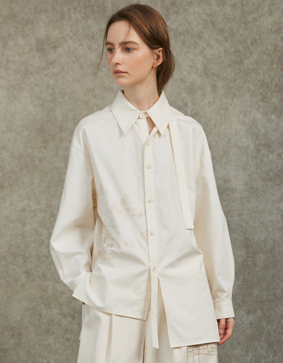 Famecoco Signature Shirt with Tie Neck Detail