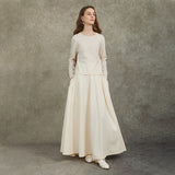 Famecoco Pleated Maxi Skirt with High Waist