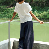 Famecoco Pleated Denim Wide Leg Pants