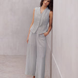 Embroidered Vest & Lyocell Trouser Set