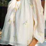 Famecoco Floral Tie-Neck Blouse