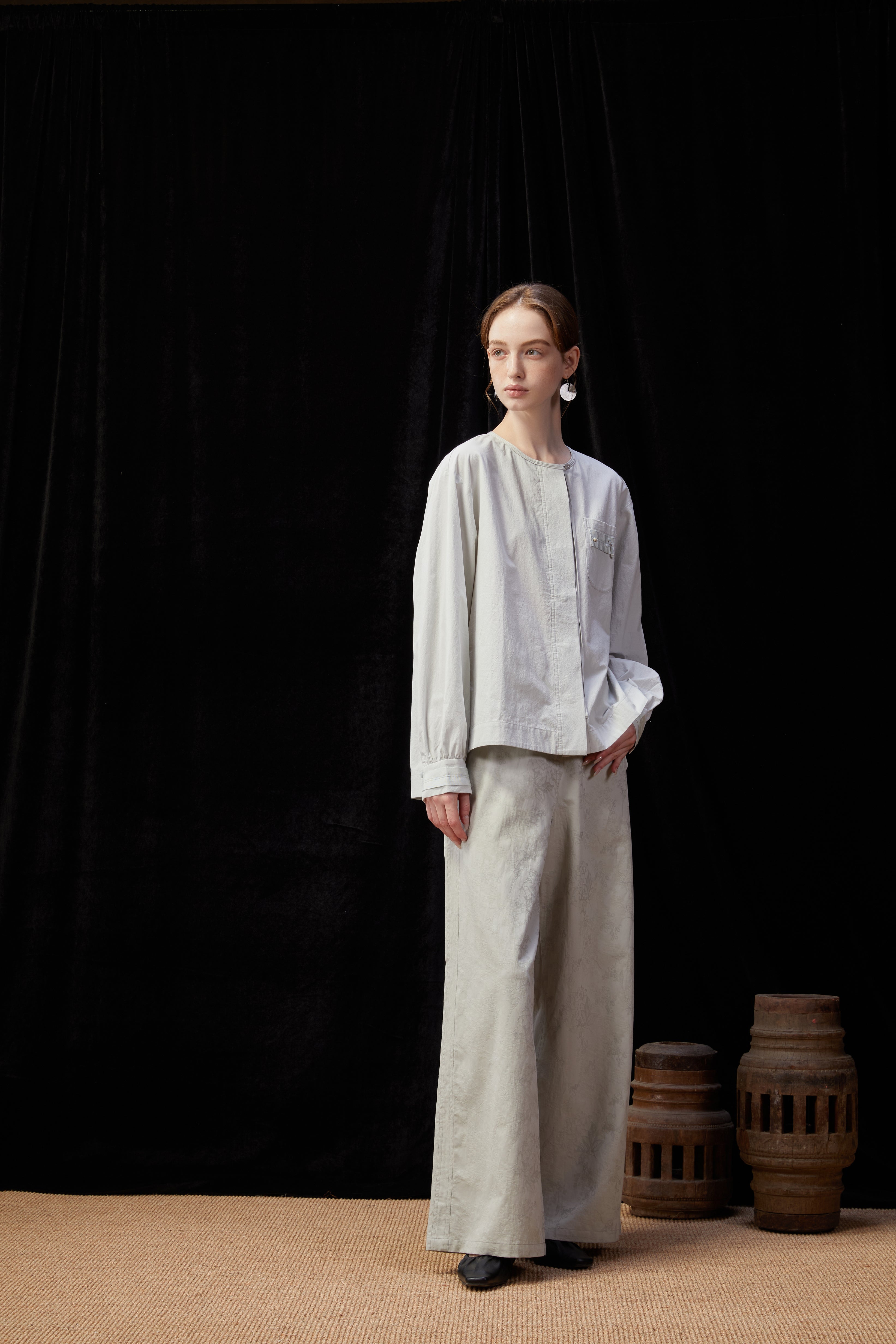 Famecoco Modern Cotton Shirt with Beaded Pocket