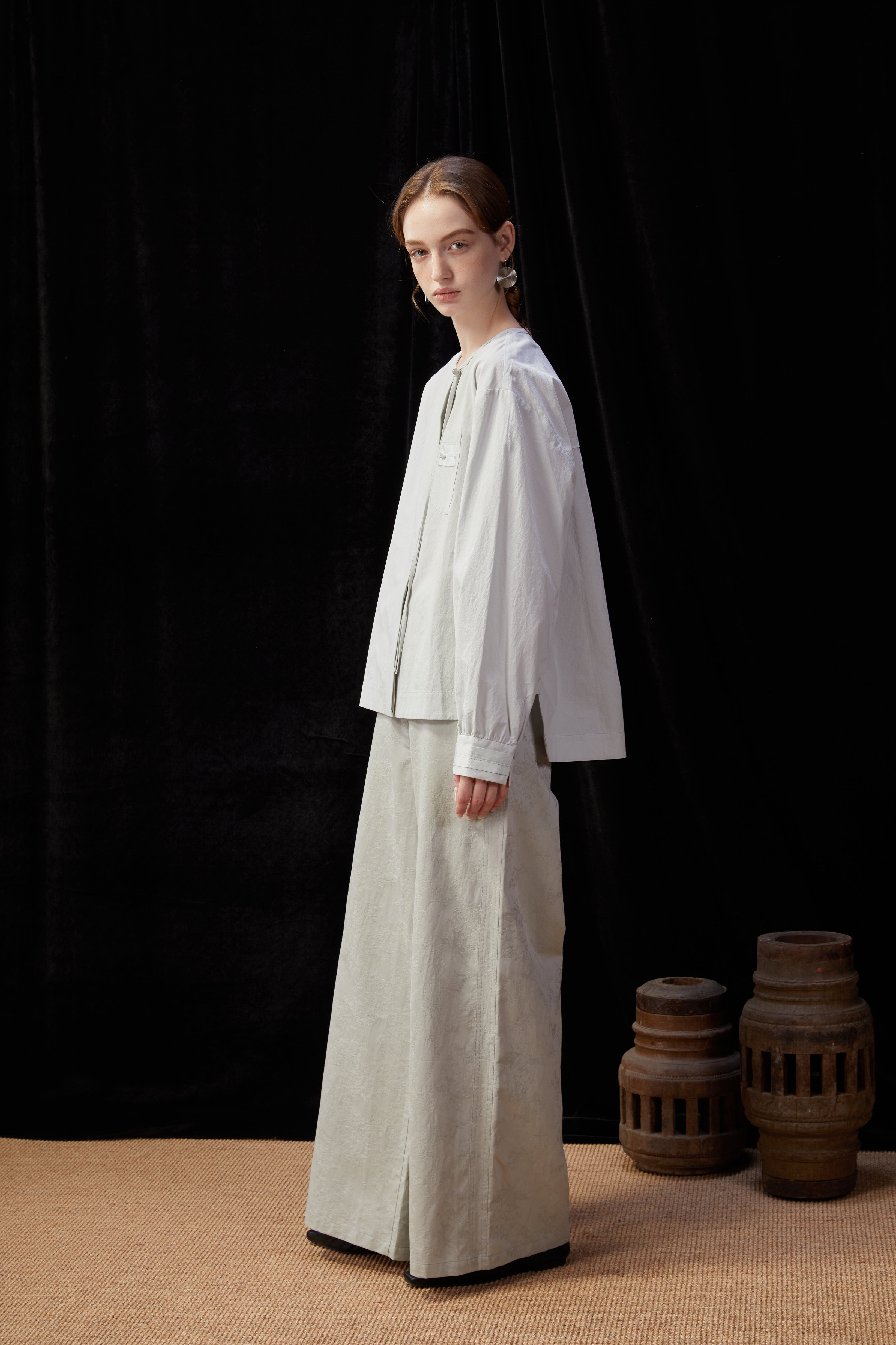 Famecoco Modern Cotton Shirt with Beaded Pocket