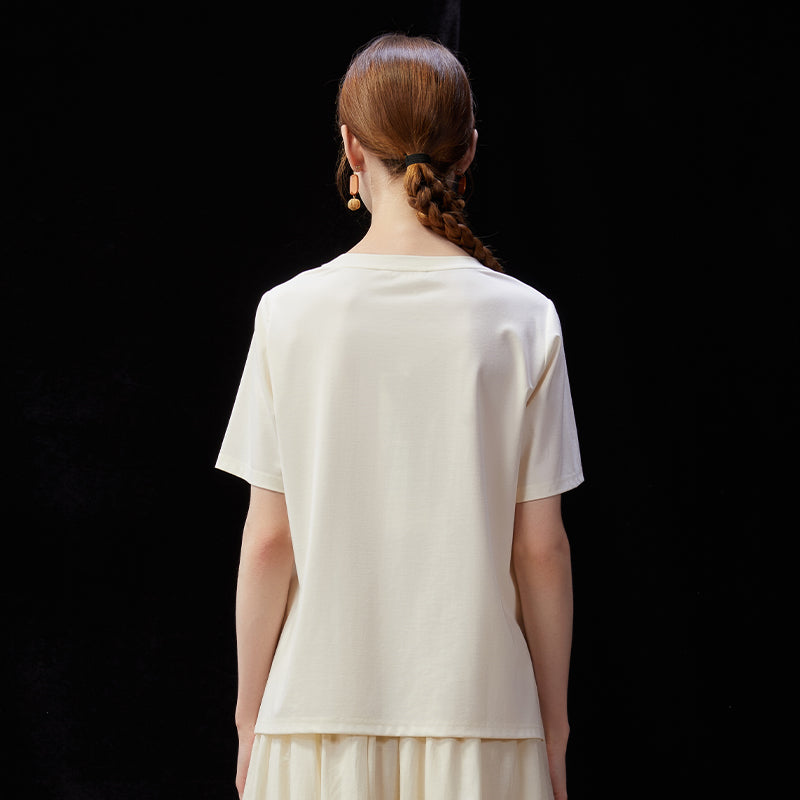 Famecoco Silk-Blend Embroidered Pocket T-Shirt