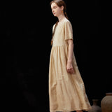 Famecoco Vintage Silk-Cotton Blend Midi Dress