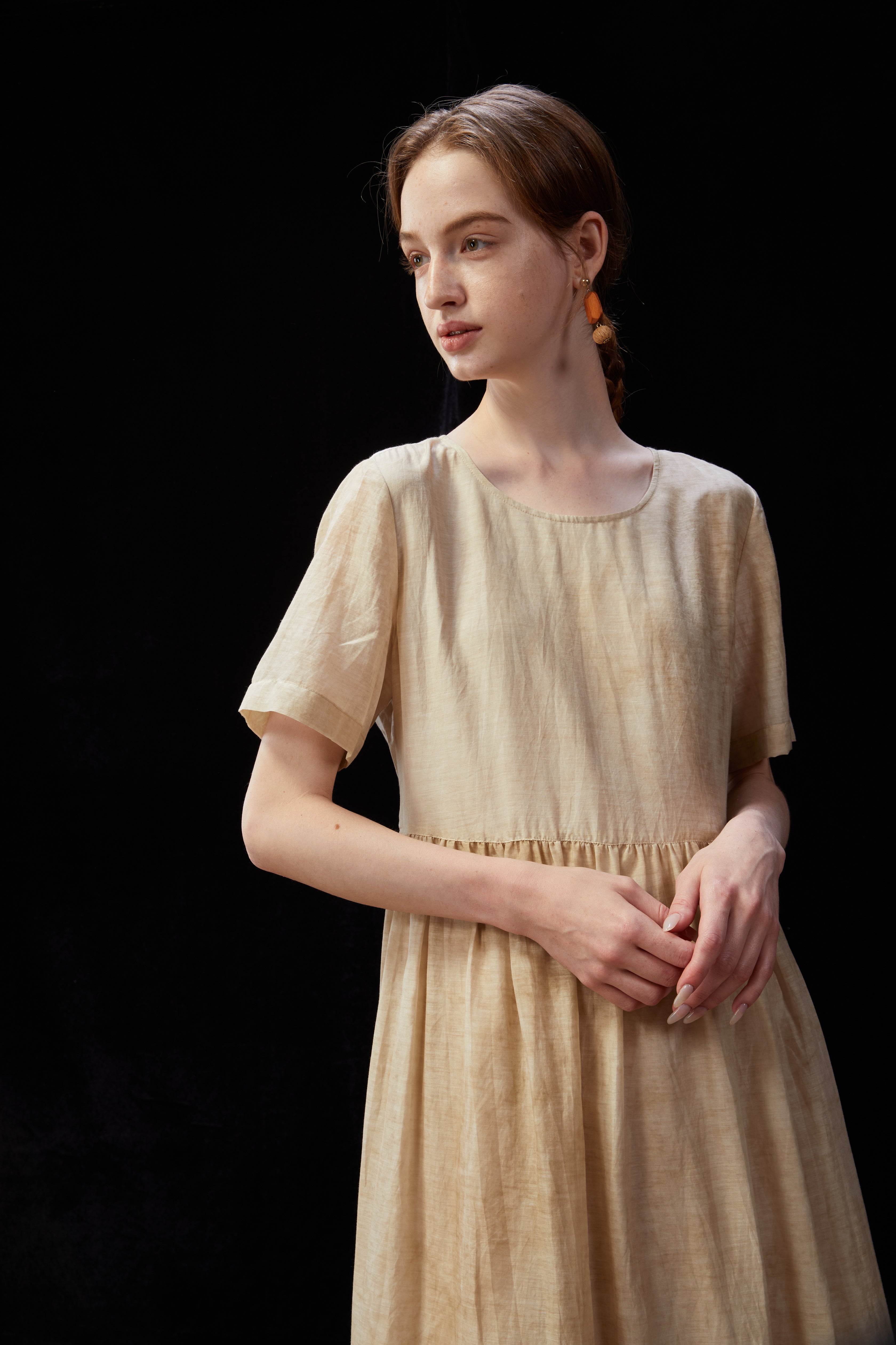 Famecoco Vintage Silk-Cotton Blend Midi Dress