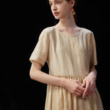 Famecoco Vintage Silk-Cotton Blend Midi Dress