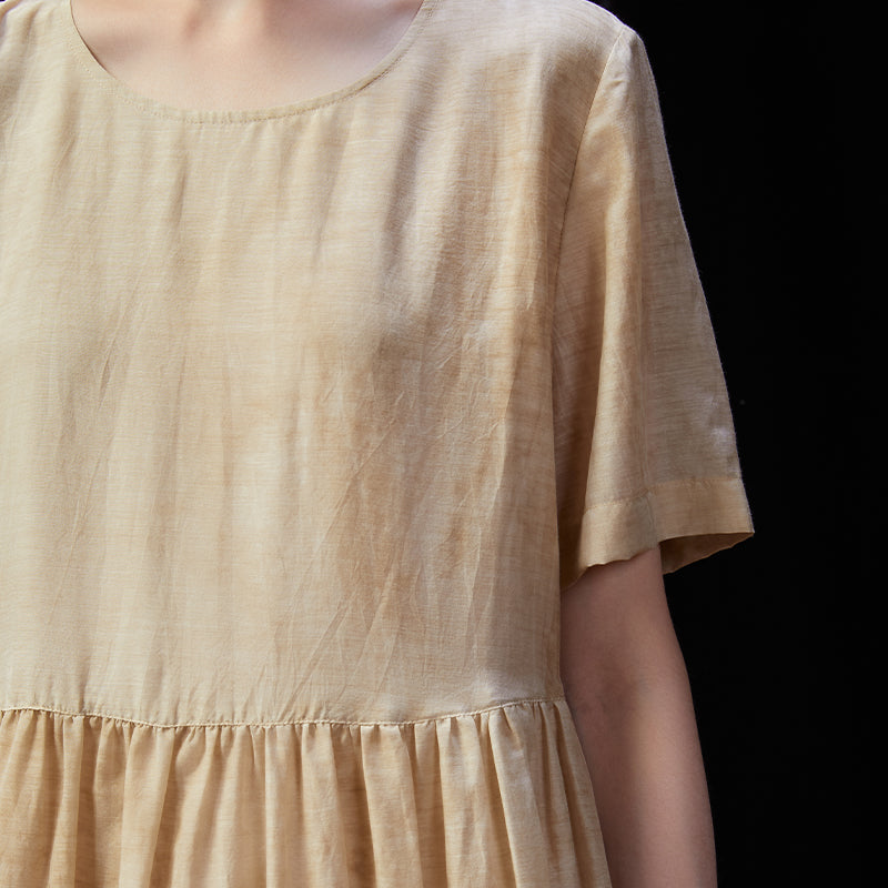 Famecoco Vintage Silk-Cotton Blend Midi Dress