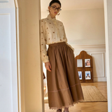 Famecoco Lace-Trim Midi Skirt