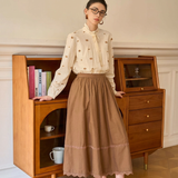 Famecoco Lace-Trim Midi Skirt