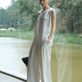 Famecoco Relaxed Linen Blend Tank Top