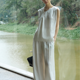 Famecoco Relaxed Linen Blend Tank Top