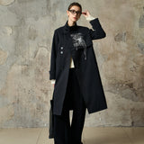 Famecoco Art Line Embroidered Trench Coat