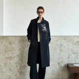Famecoco Art Line Embroidered Trench Coat