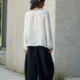 Famecoco Embroidered Ramie Blouse