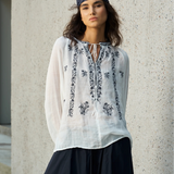 Famecoco Embroidered Ramie Blouse